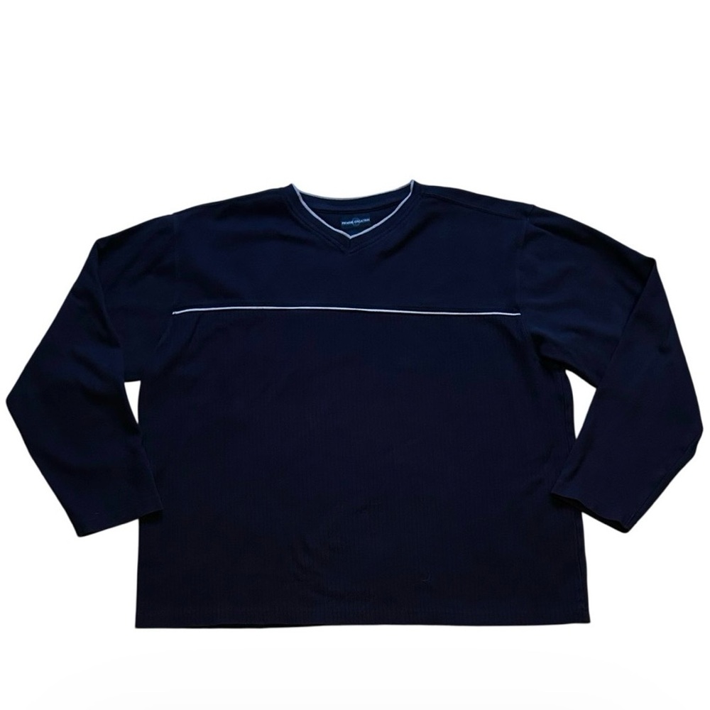 Premiere Collection Men's Brown V-Neck Cotton Long Sleeve XL Modern Minimalist